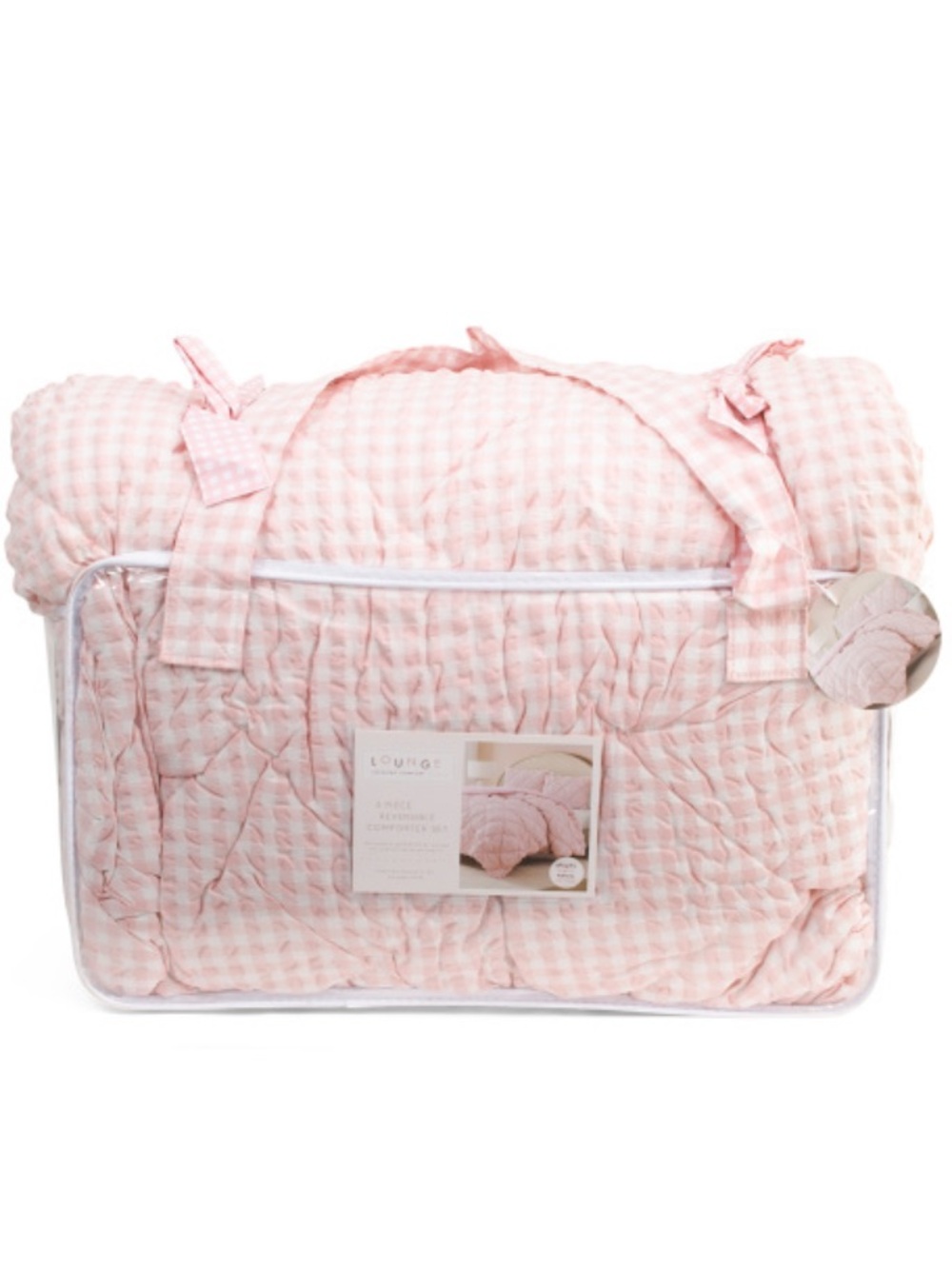 Lounge Pink Gingham Comforter Set